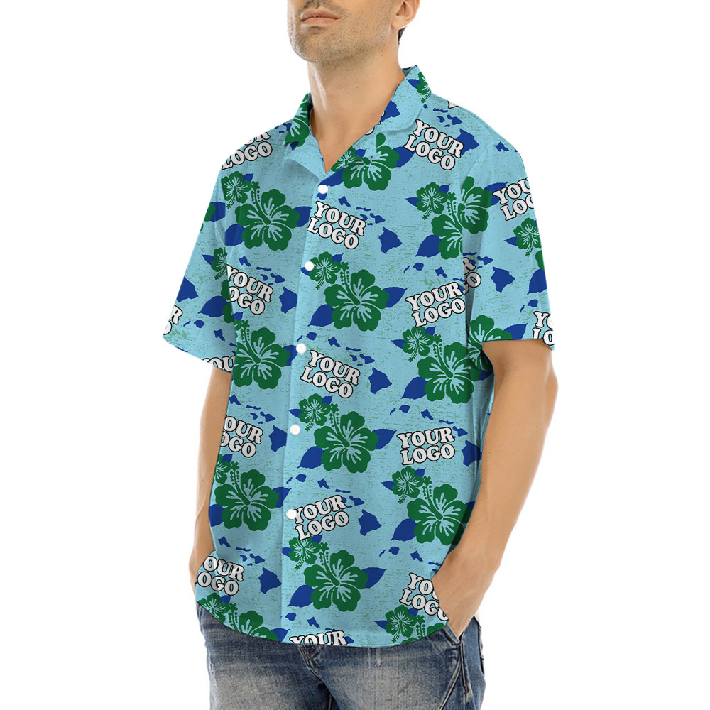 Classic Hibiscus Green Hawaiian Shirt With Custom Logo