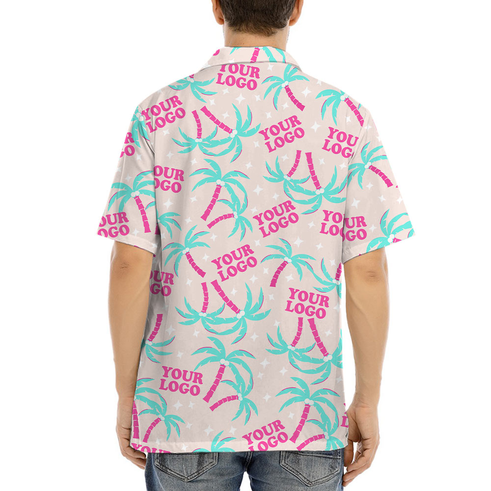 Custom Company Logo Pink Hawaiian Shirt