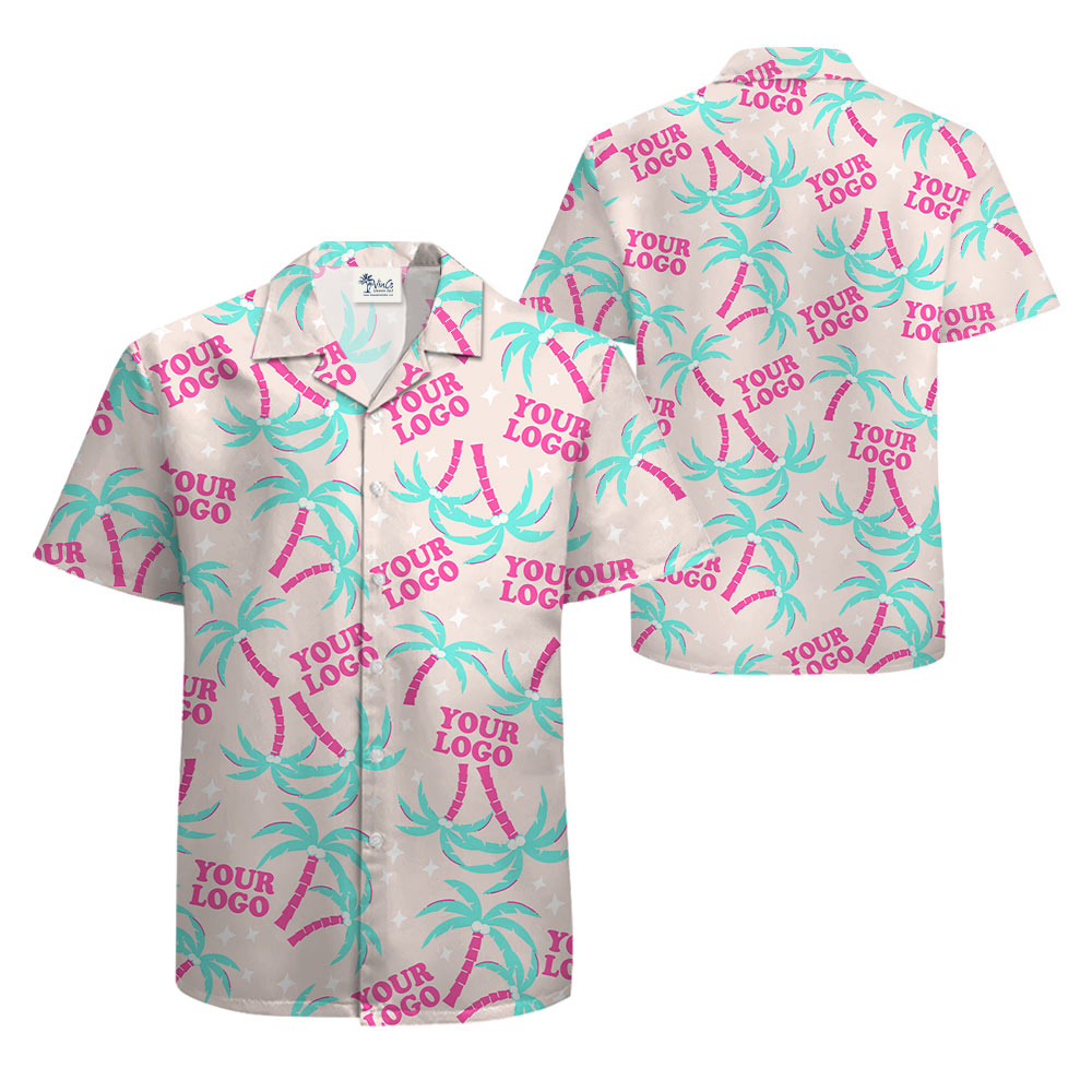 Custom Company Logo Pink Hawaiian Shirt