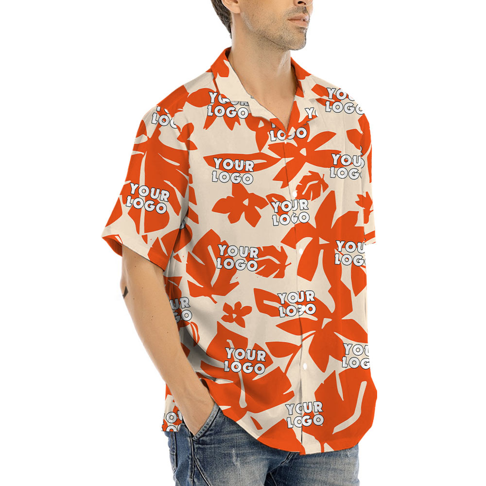 Orange Hawaiian Shirt With Custom Company Logo