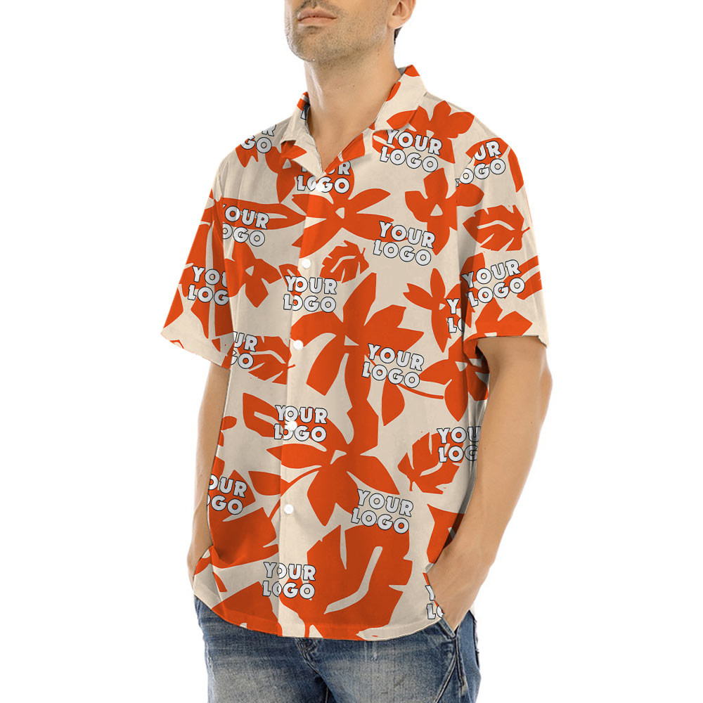 Orange Hawaiian Shirt With Custom Company Logo