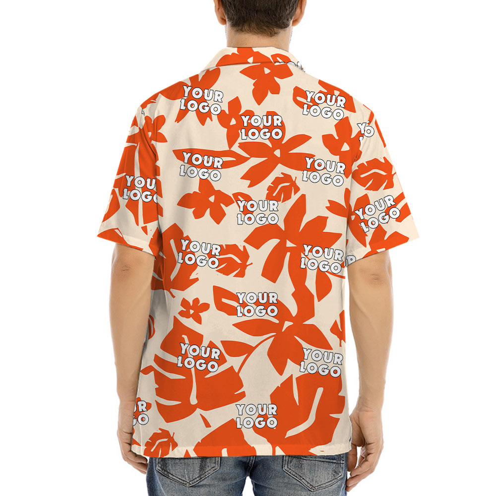 Orange Hawaiian Shirt With Custom Company Logo