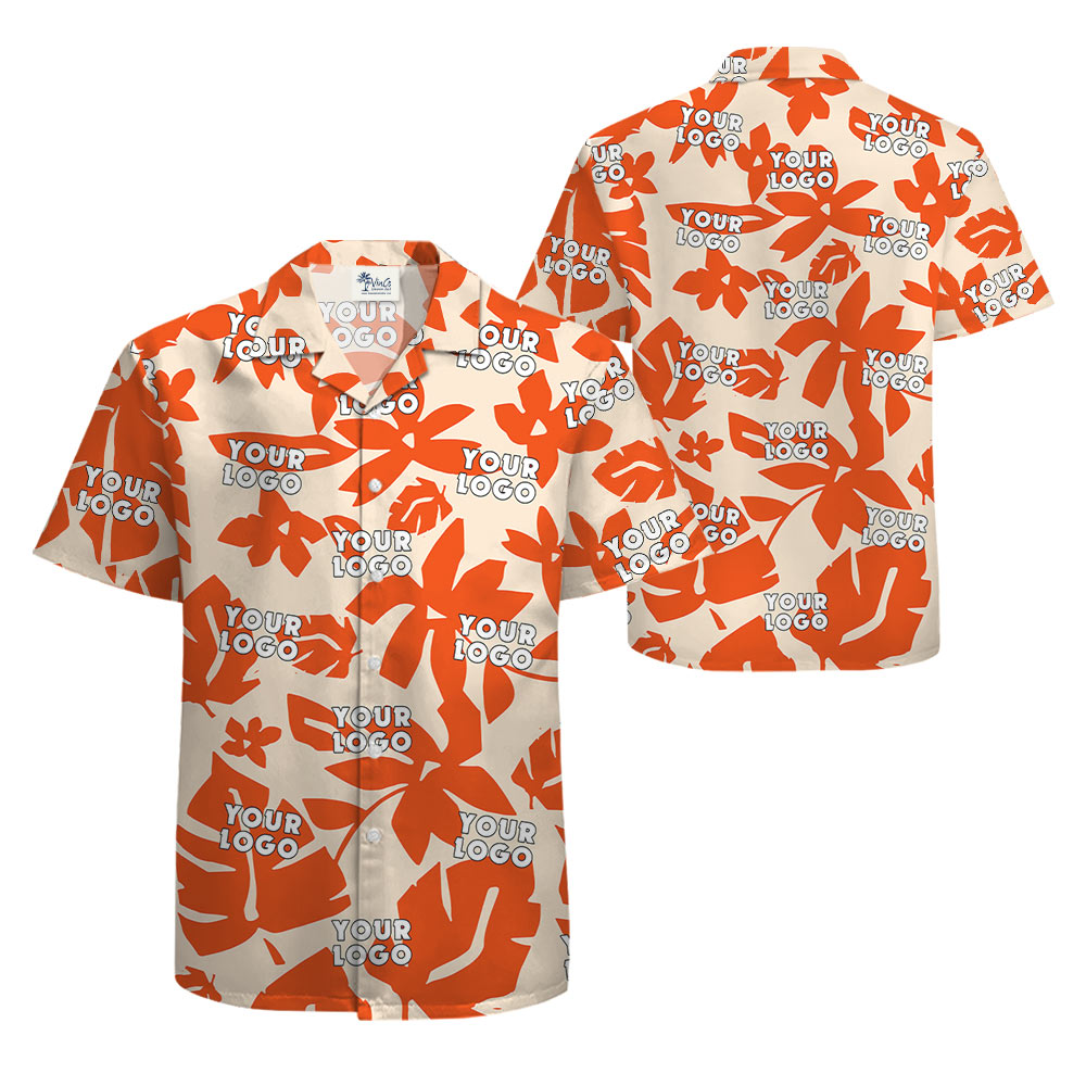 Orange Hawaiian Shirt With Custom Company Logo