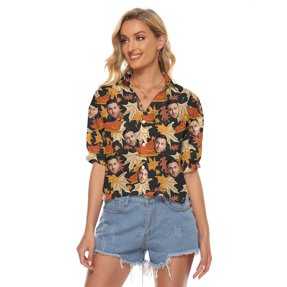 Custom Face Thanksgiving Women's Cropped Shirt - variant image 1
