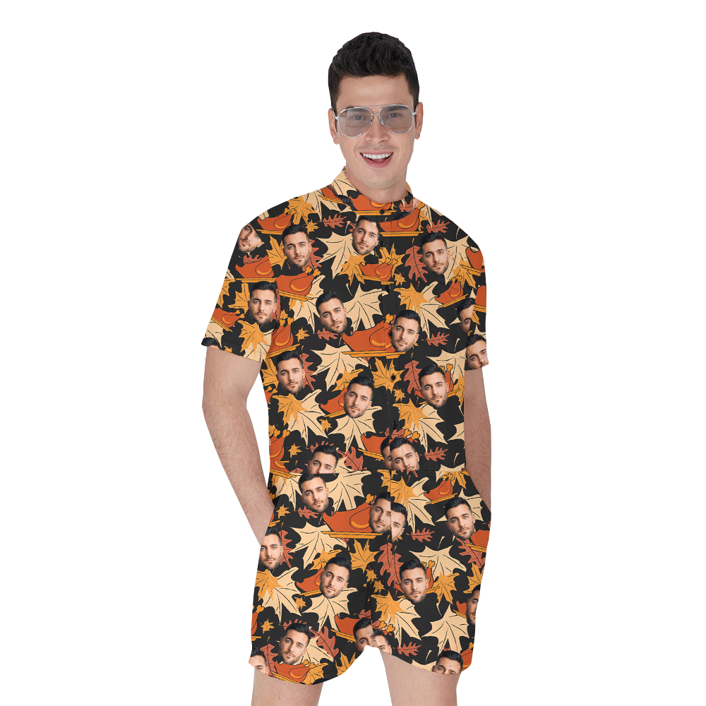 Funny Custom Face Thanksgiving Hawaiian Romper - variant image 1