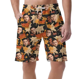 Funny Custom Face Thanksgiving Hawaiian Beach Shorts