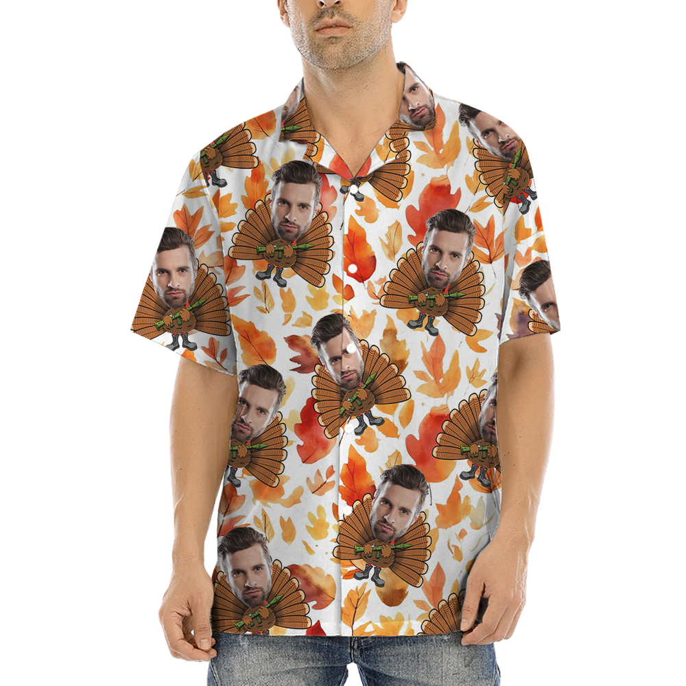 Funny Custom Face Tatical Turkey Thanksgiving Hawaiian Shirt - variant image 1