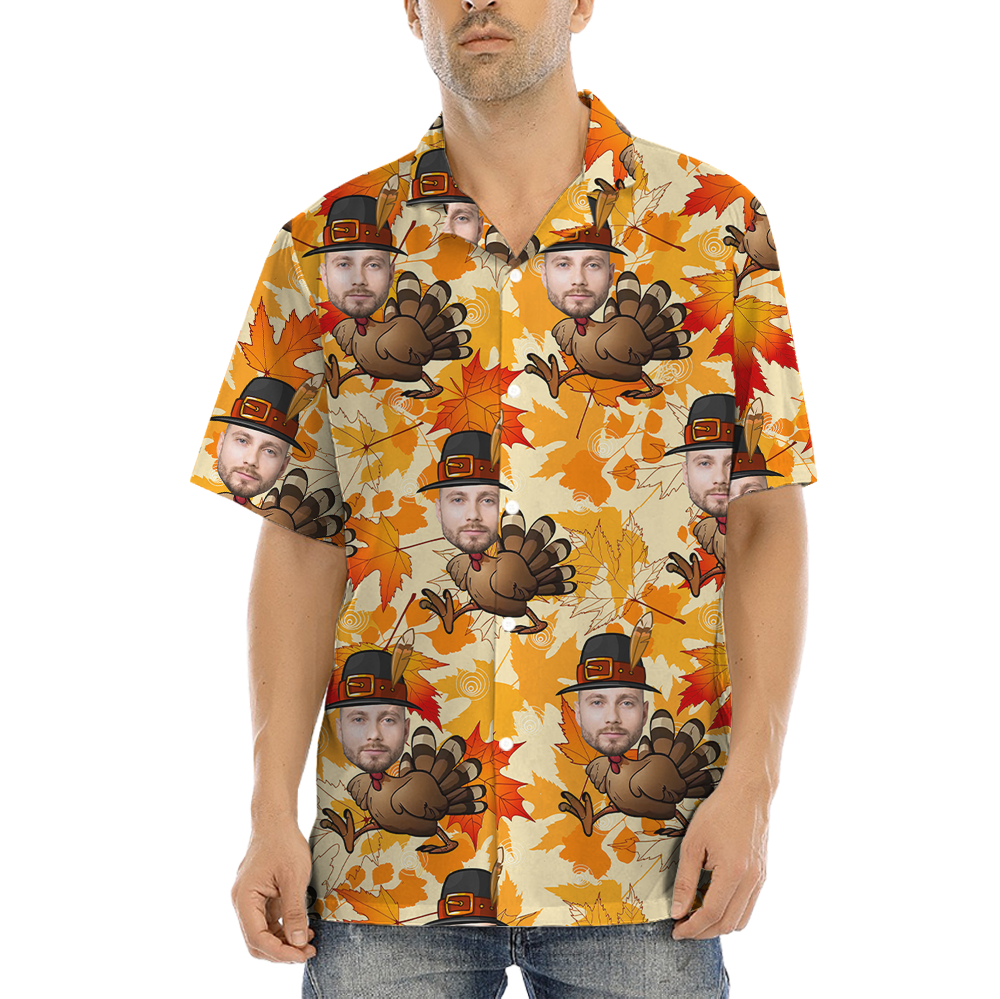 Custom Face Turkey Thanksgiving Hawaiian Shirt - variant image 1