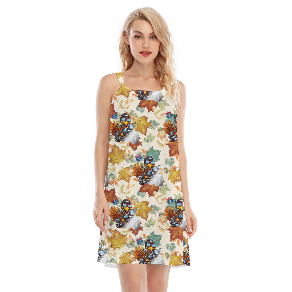 Funny Turkey Riding Motocycle Thanksgving Cami Dress - variant image 1