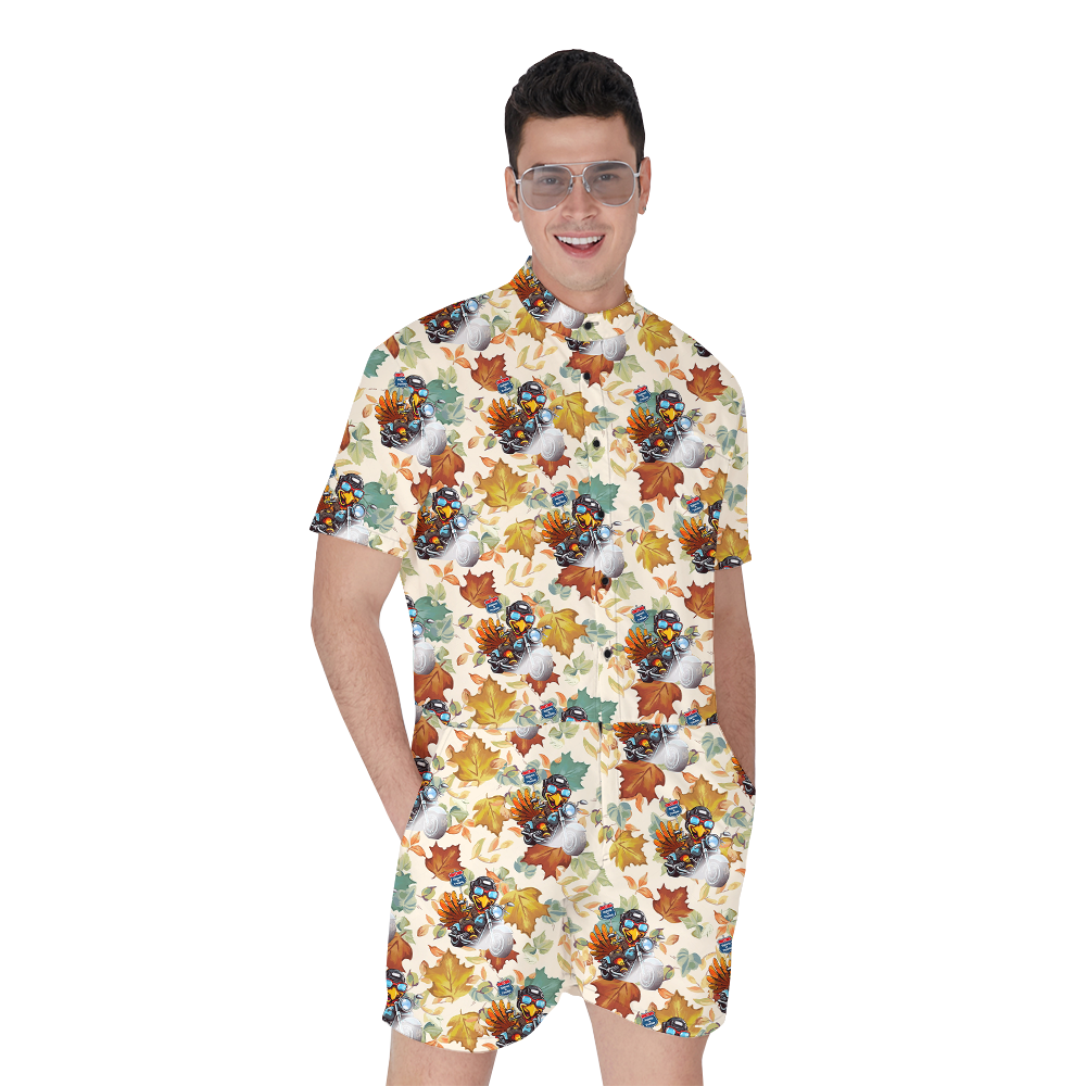 Cute Turkey Motorcycle Thanksgiving Men's Romper - variant image 1