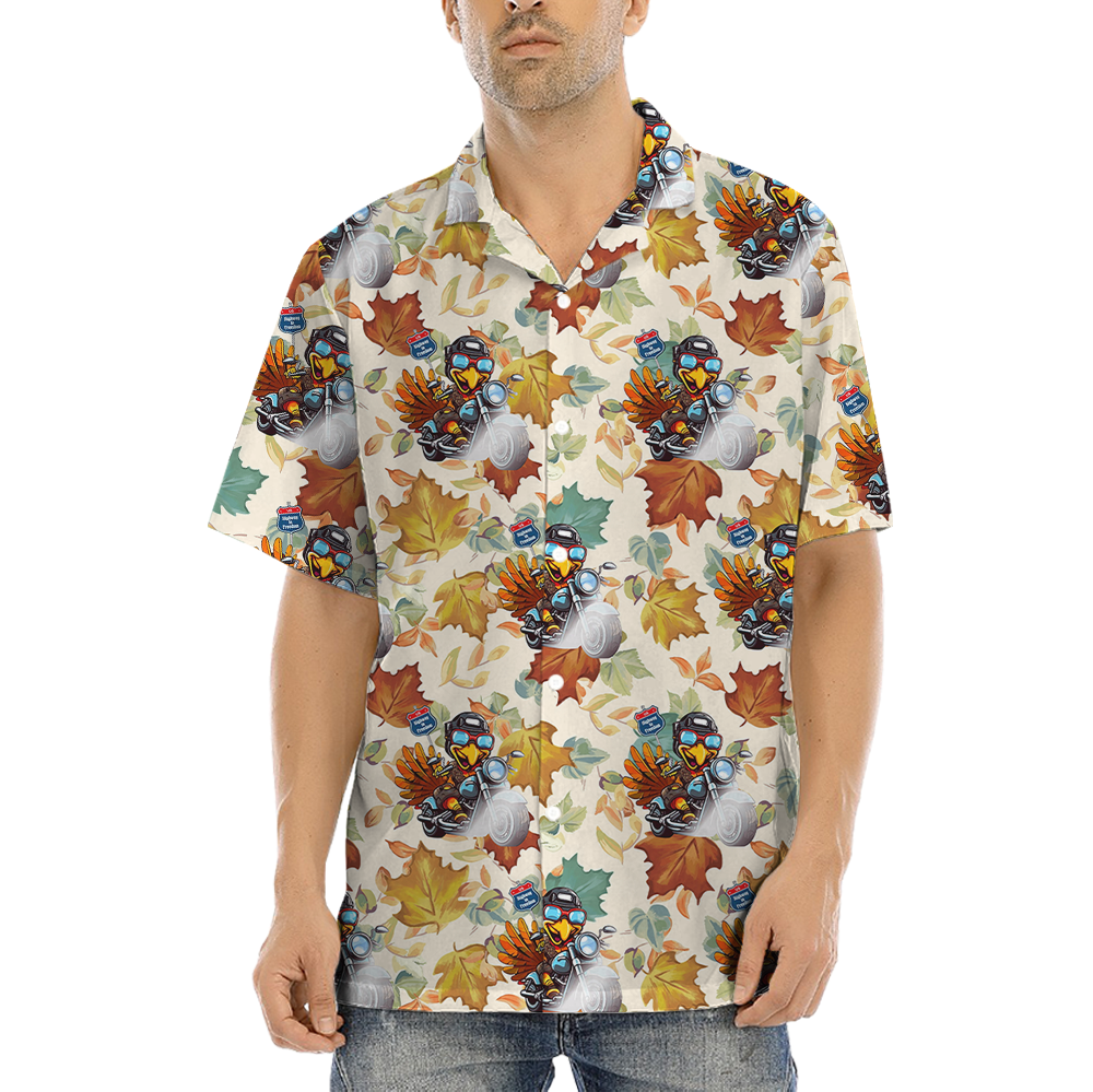 Funny Turkey Riding Motorcycle Thanksgiving Hawaiian Shirt - variant image 1