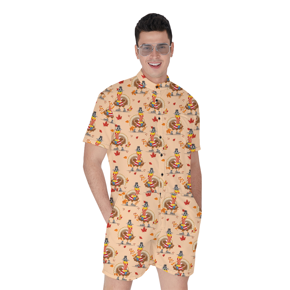 American Turkey Thanksgiving Hawaiian Romper - variant image 1