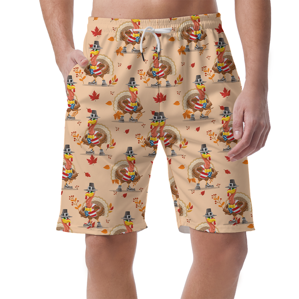 Cute American Turkey Thanksgiving Beach Shorts - variant image 1
