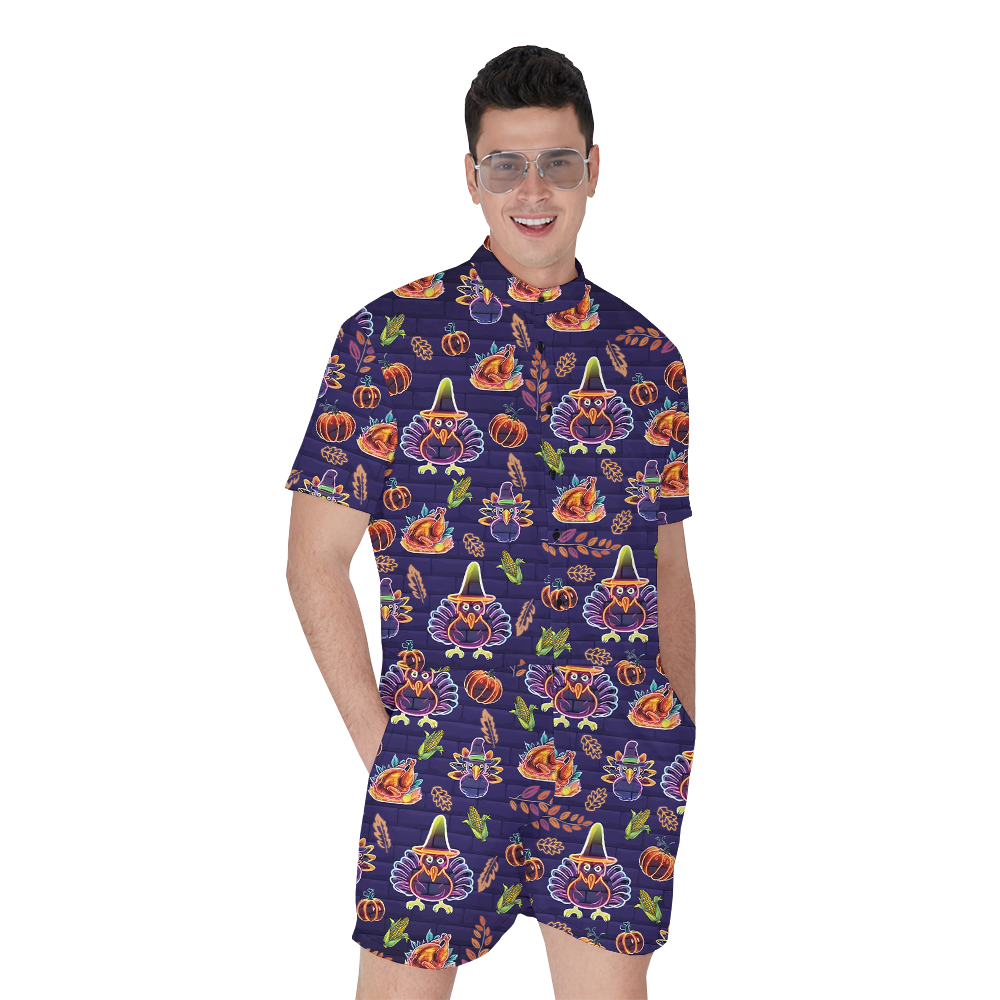 Neon Turkey Thanksgiving Romper - variant image 1