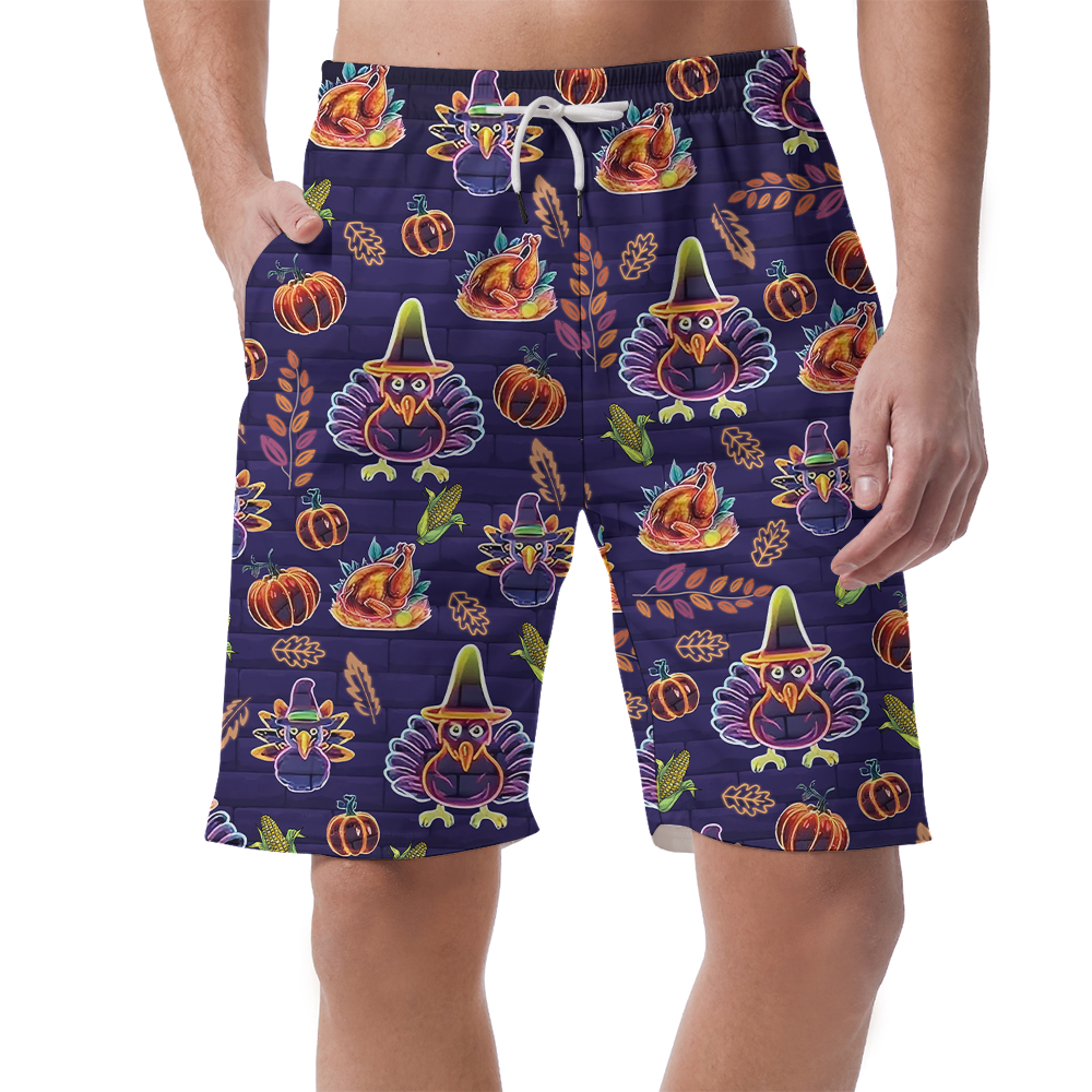 Thanksgiving Turkey Neon Beach Shorts - variant image 1