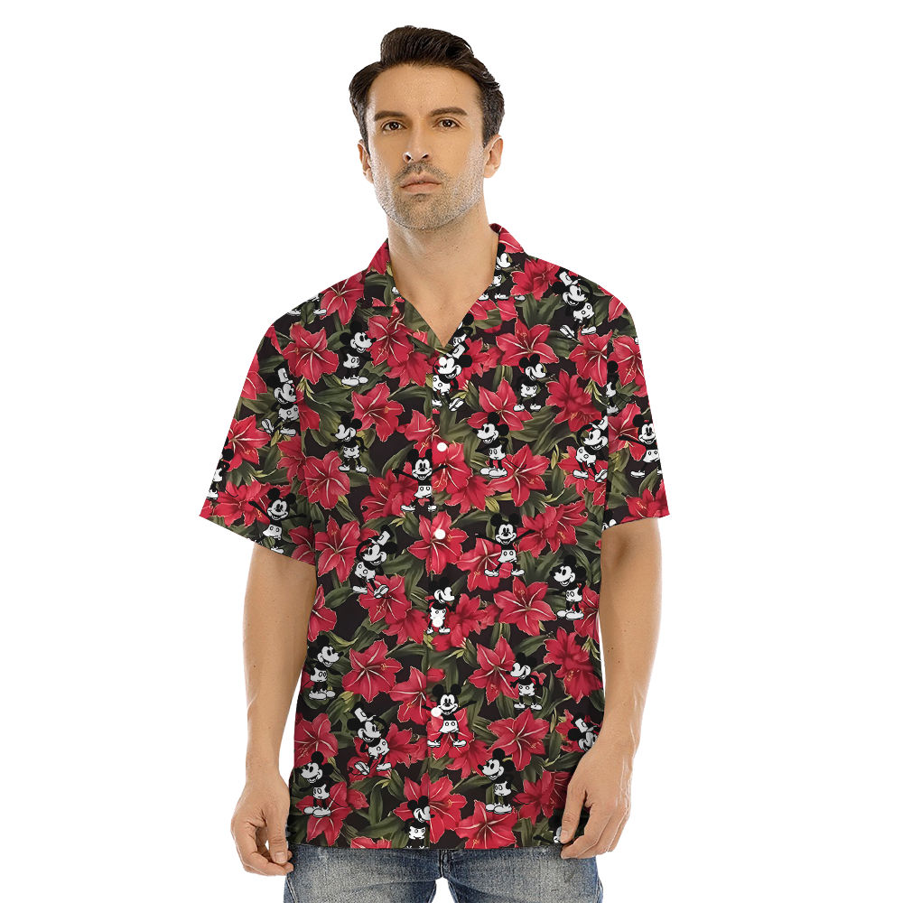 Matching Floral Mickey Steamboat Willie Hawaiian Shirts For Family