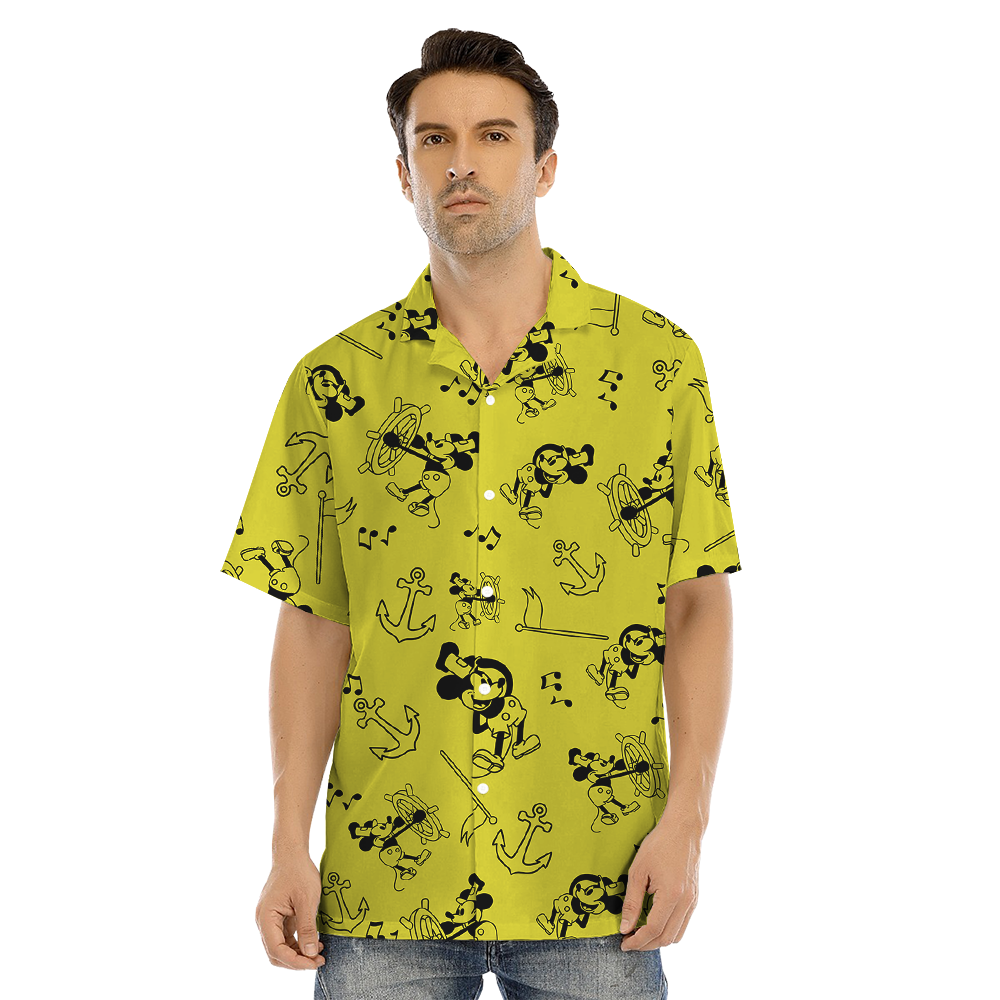 Steamboat Willie Mickey Yeallow Matching Family Hawaiian Outfits
