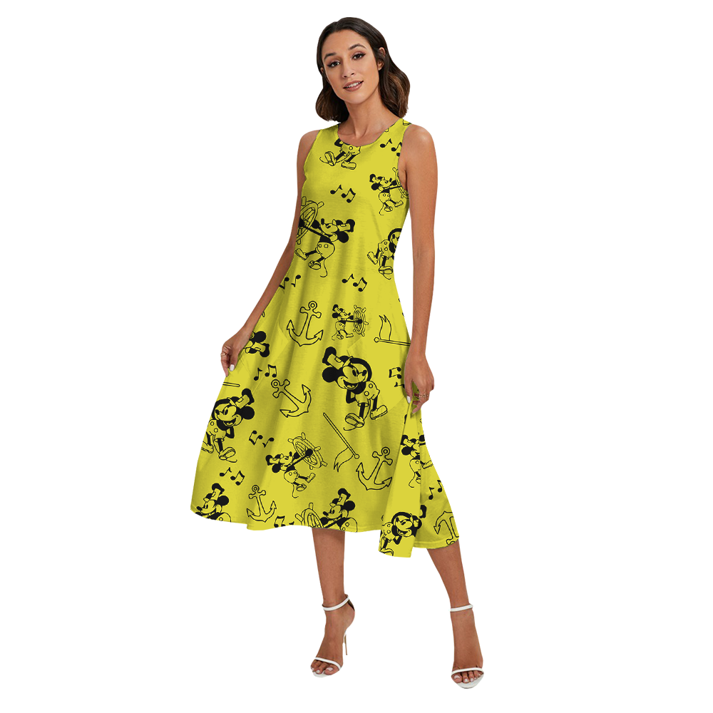 Steamboat Willie Mickey Yeallow Matching Family Hawaiian Outfits