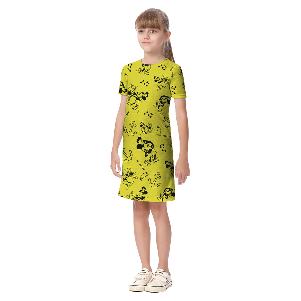 Steamboat Willie Mickey Yeallow Matching Family Hawaiian Outfits