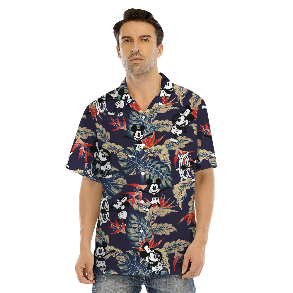 Horror Tropical Mickey Steamboat Willie Family Matching Hawaiian Outfits