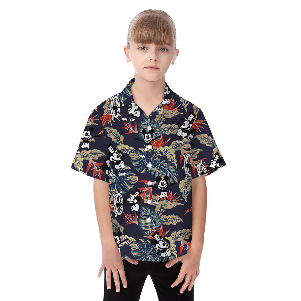 Horror Tropical Mickey Steamboat Willie Family Matching Hawaiian Outfits