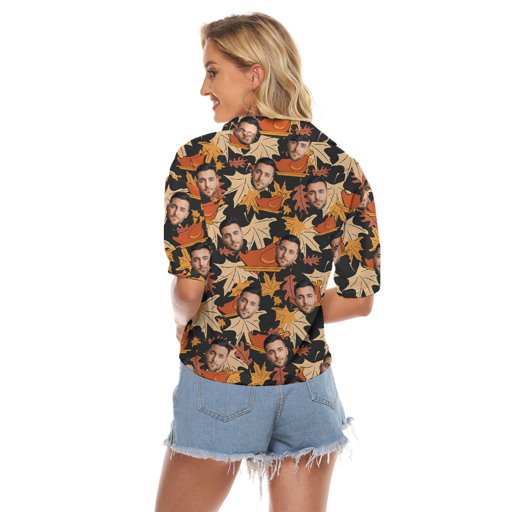Custom Face Thanksgiving Women's Cropped Shirt