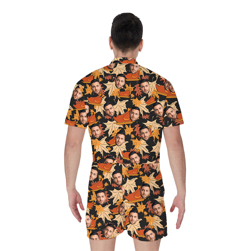 Funny Custom Face Thanksgiving Hawaiian Romper
