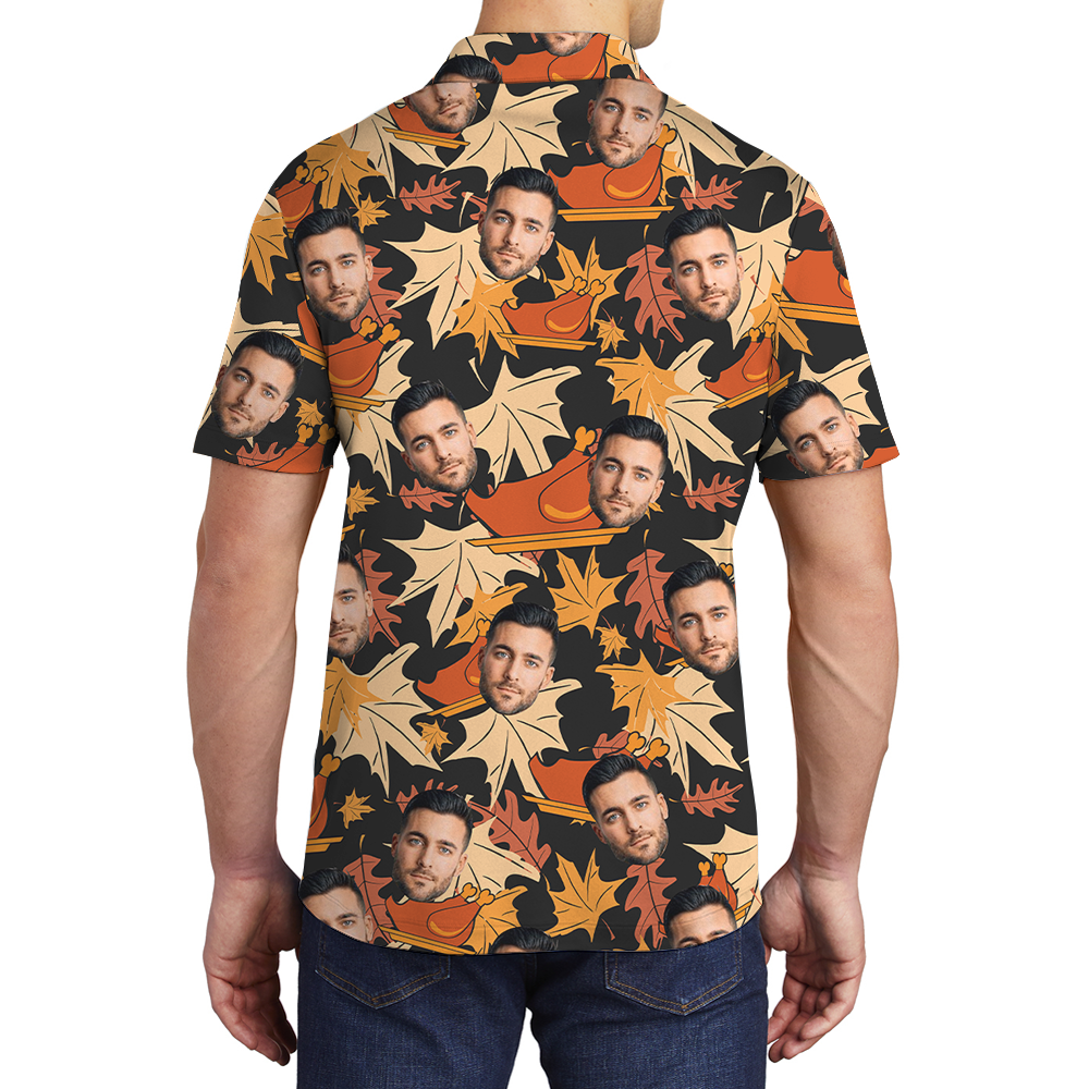 Custom Face Thanksgiving Hawaiian Polo Golf Shirt