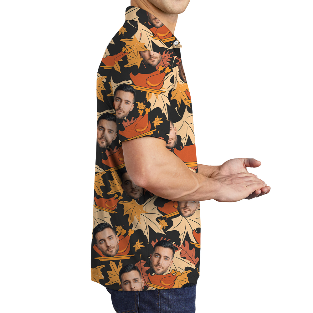 Custom Face Thanksgiving Hawaiian Polo Golf Shirt