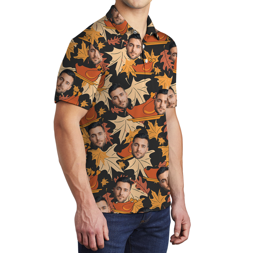 Custom Face Thanksgiving Hawaiian Polo Golf Shirt