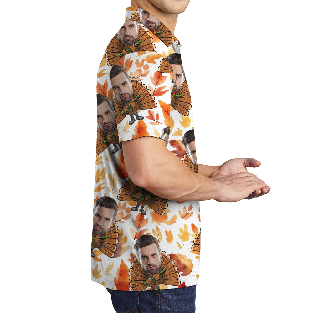 Funny Custom Face Turkey Tactical Thanksgiving Polo Shirt