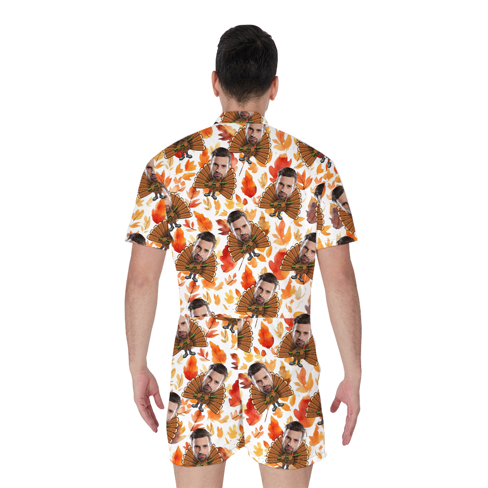 Custom Face Turkey Thanksgiving Men's Romper