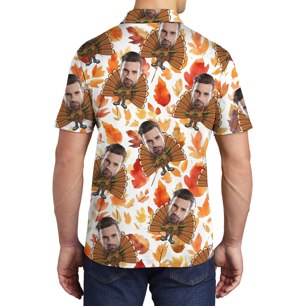 Funny Custom Face Turkey Tactical Thanksgiving Polo Shirt
