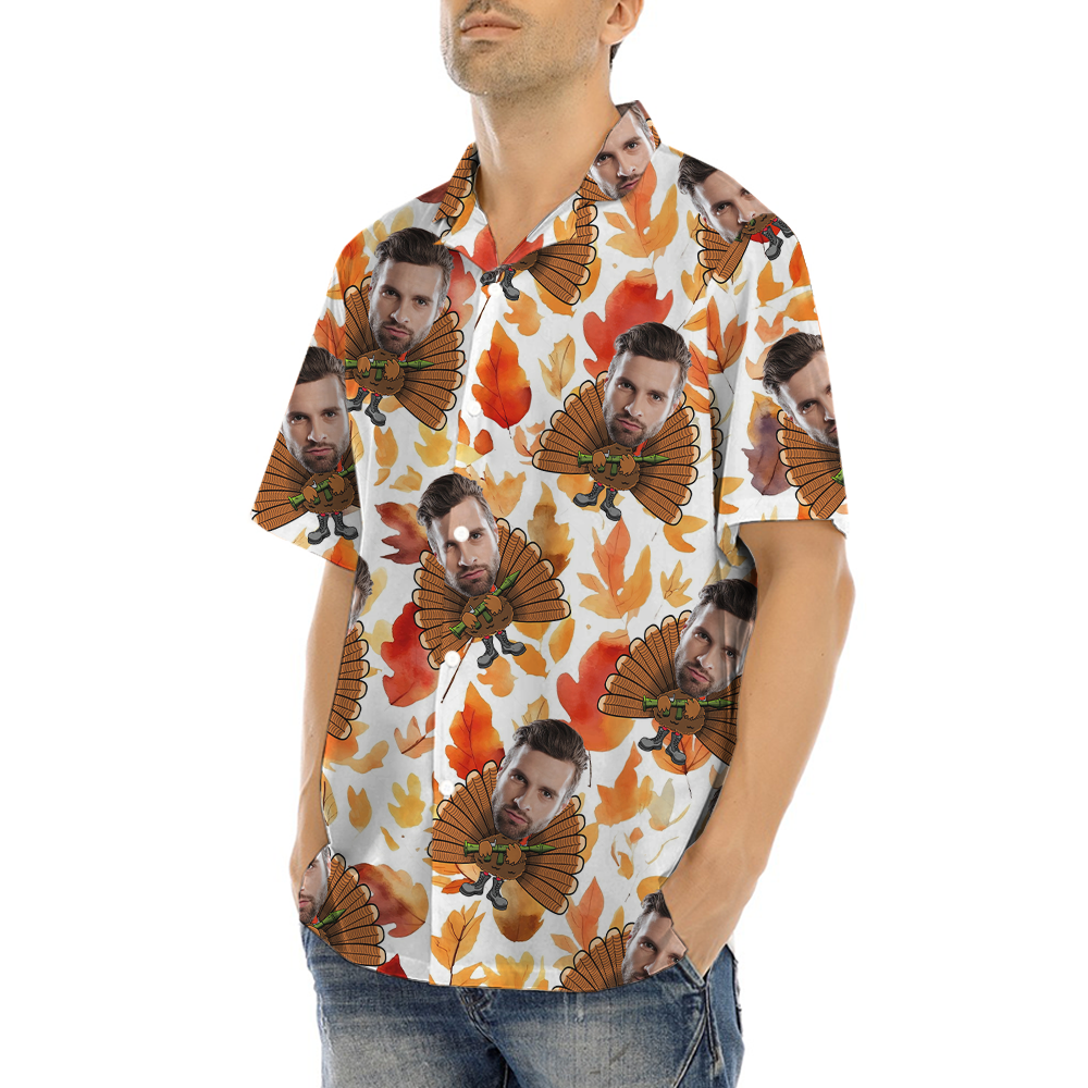 Funny Custom Face Tatical Turkey Thanksgiving Hawaiian Shirt