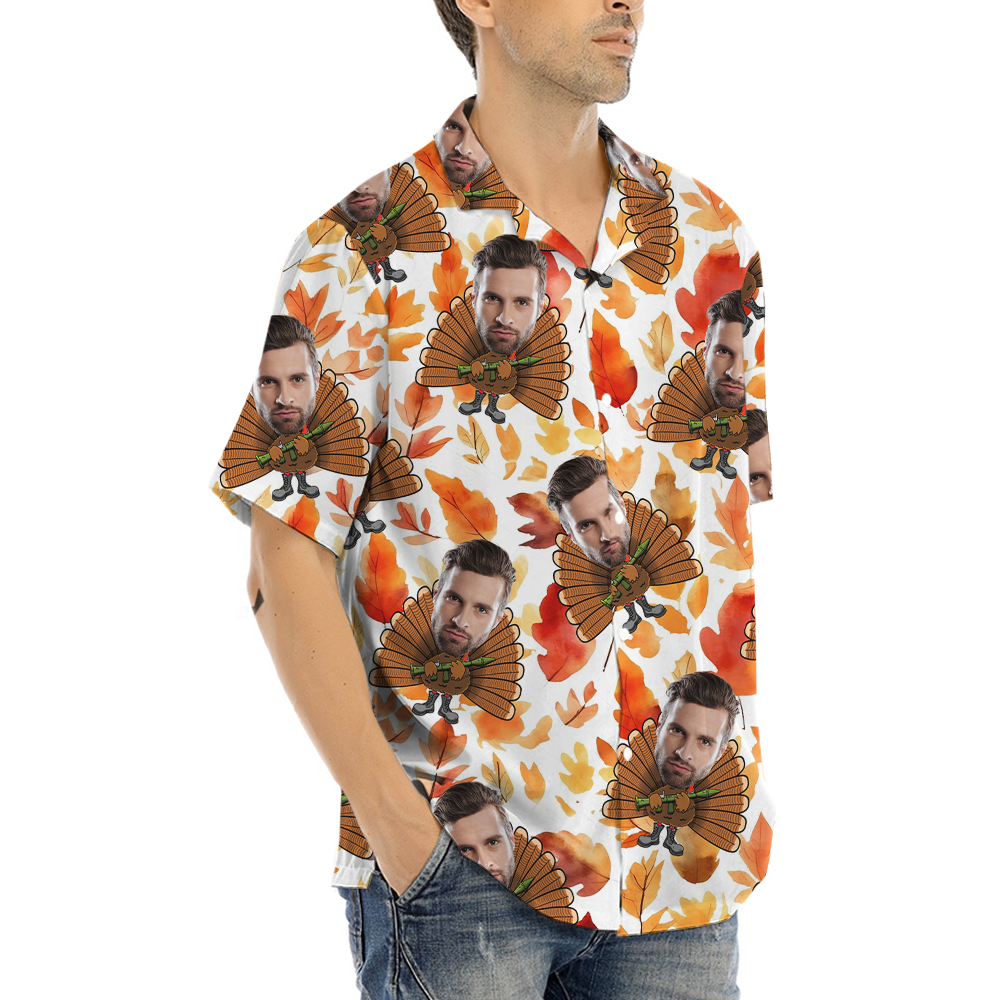 Funny Custom Face Tatical Turkey Thanksgiving Hawaiian Shirt