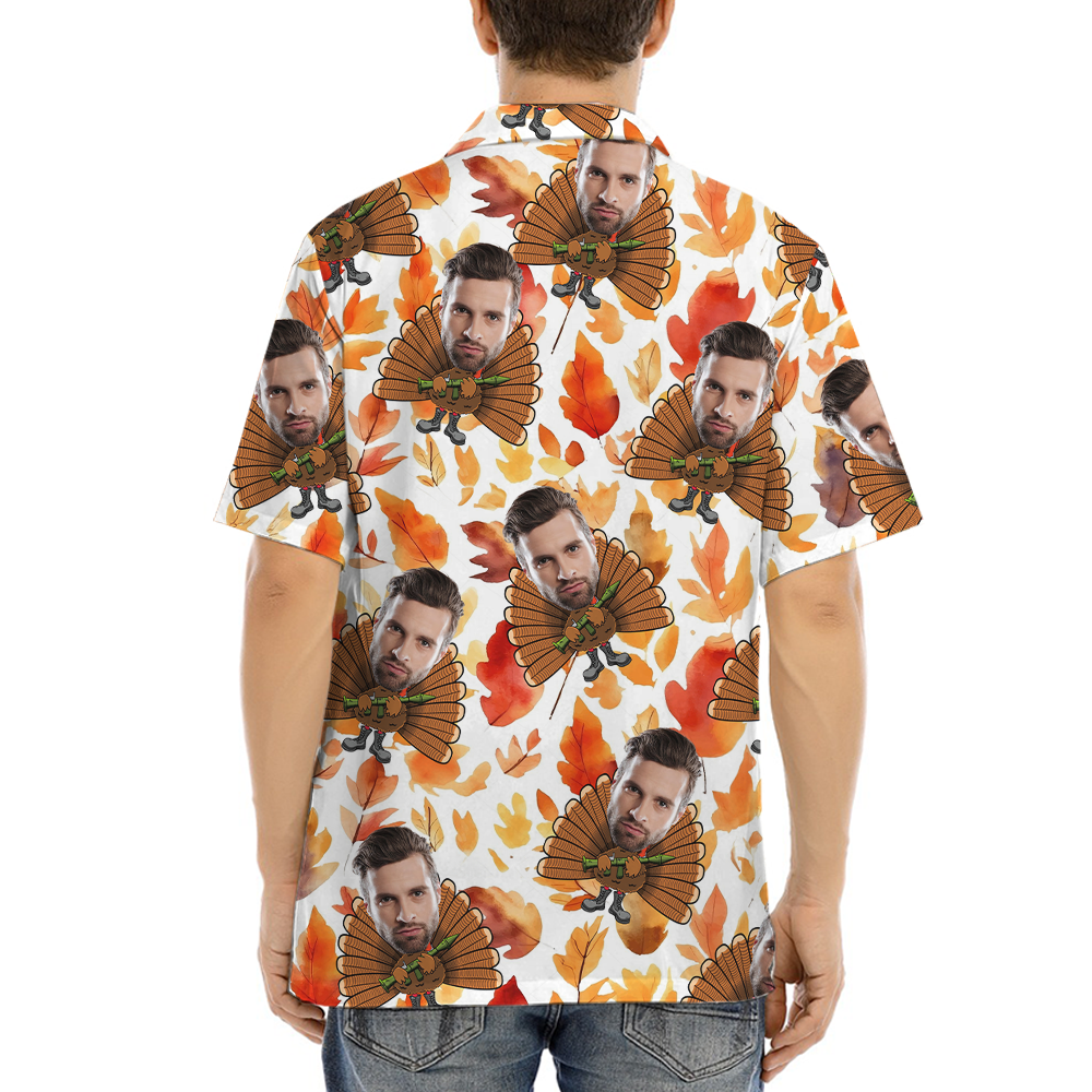 Funny Custom Face Tatical Turkey Thanksgiving Hawaiian Shirt
