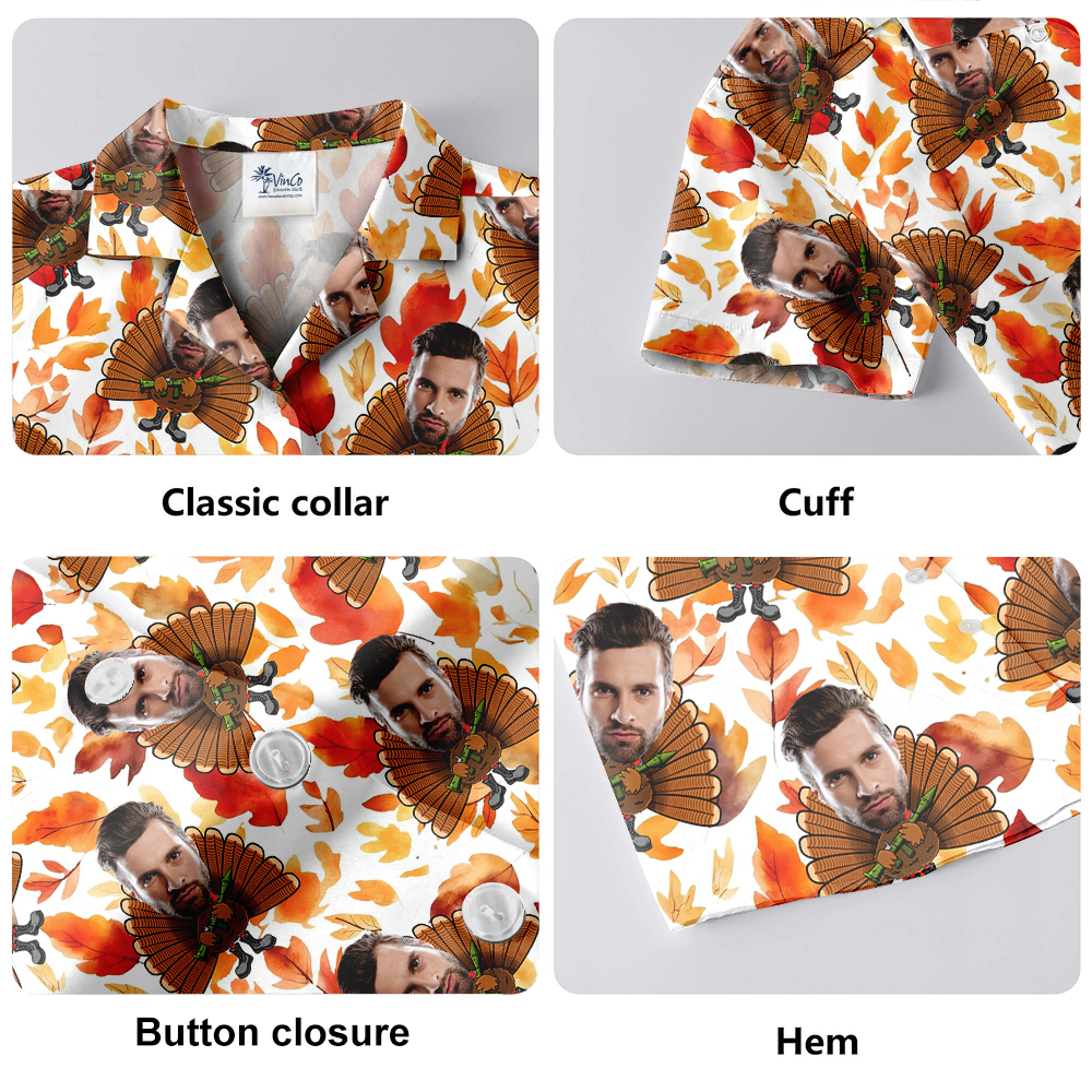 Funny Custom Face Tatical Turkey Thanksgiving Hawaiian Shirt