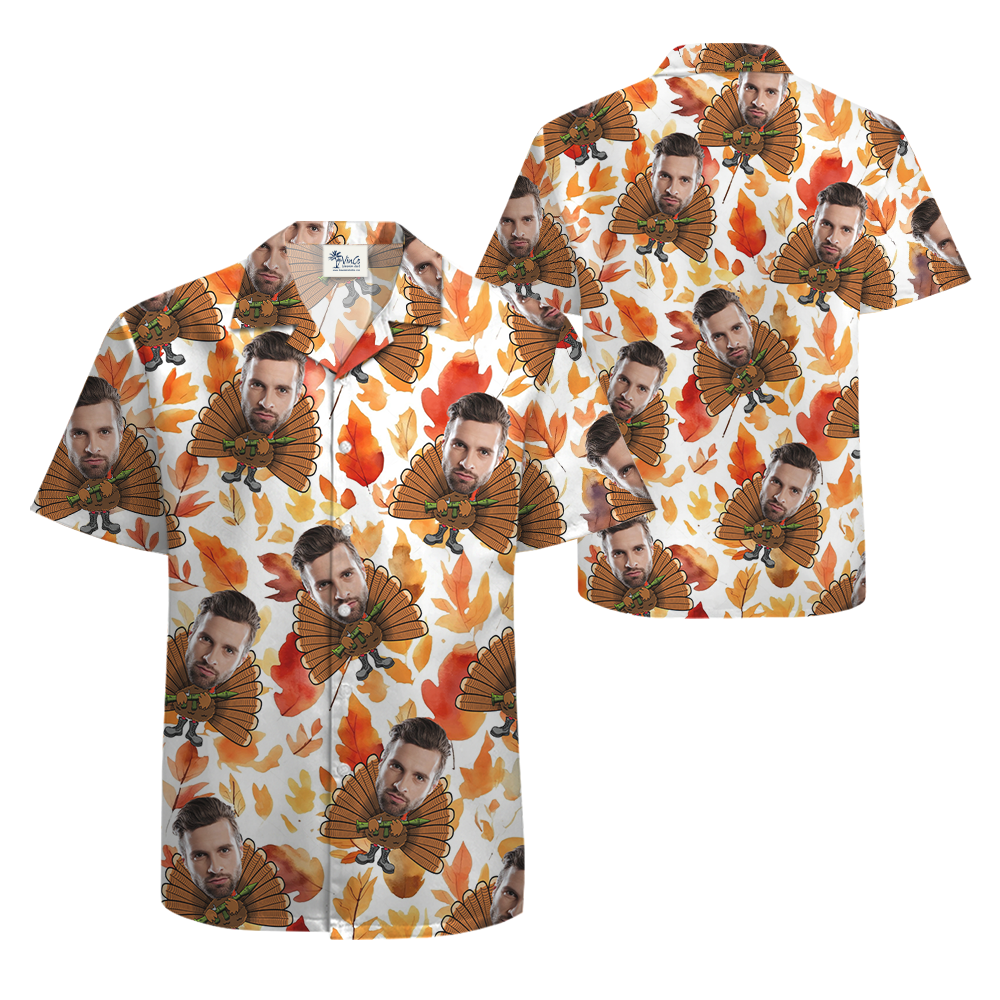 Funny Custom Face Tatical Turkey Thanksgiving Hawaiian Shirt