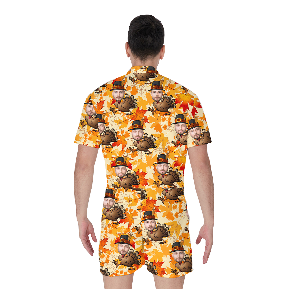 Custom Face Turkey Thanksgiving Romper