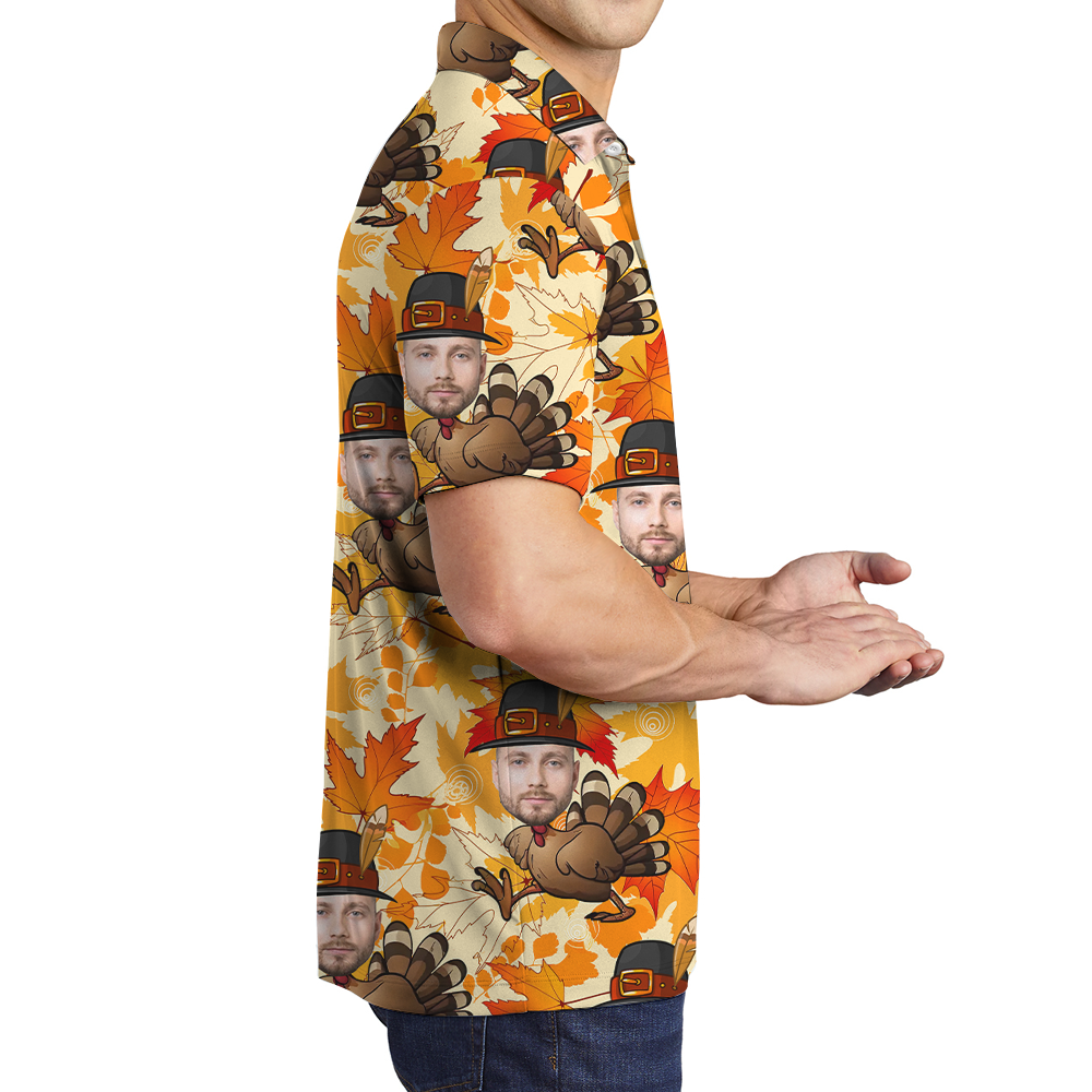 Funny Custom Face Turkey Thanksgiving Polo Shirt