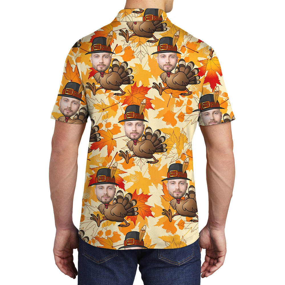 Funny Custom Face Turkey Thanksgiving Polo Shirt