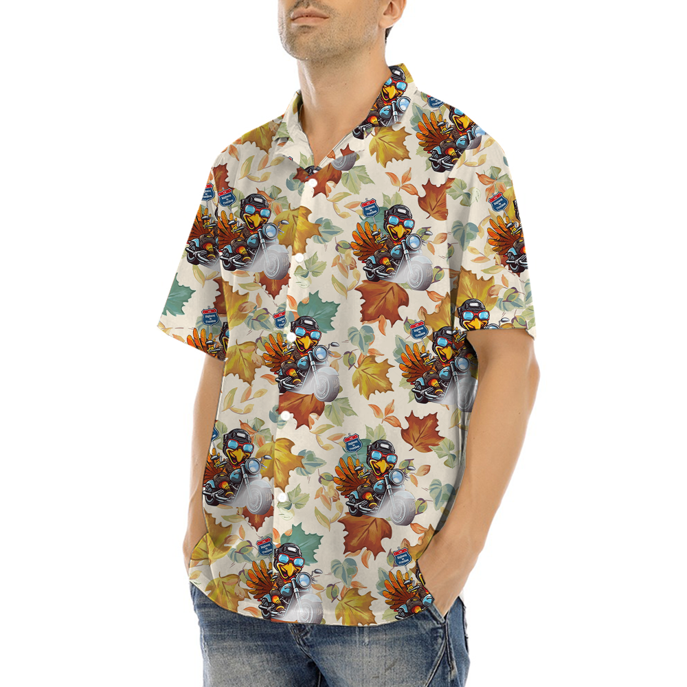 Funny Turkey Riding Motorcycle Thanksgiving Hawaiian Shirt