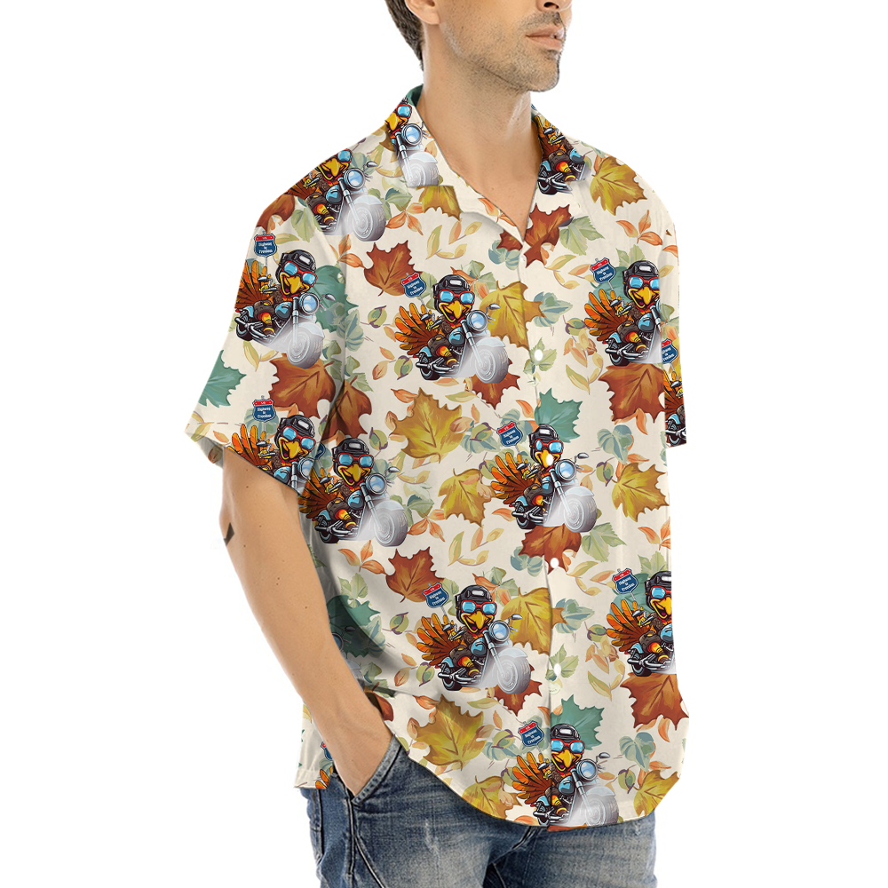 Funny Turkey Riding Motorcycle Thanksgiving Hawaiian Shirt