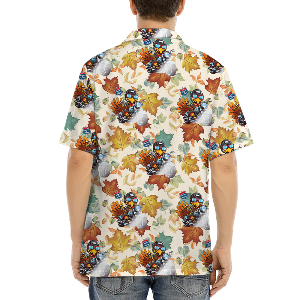 Funny Turkey Riding Motorcycle Thanksgiving Hawaiian Shirt
