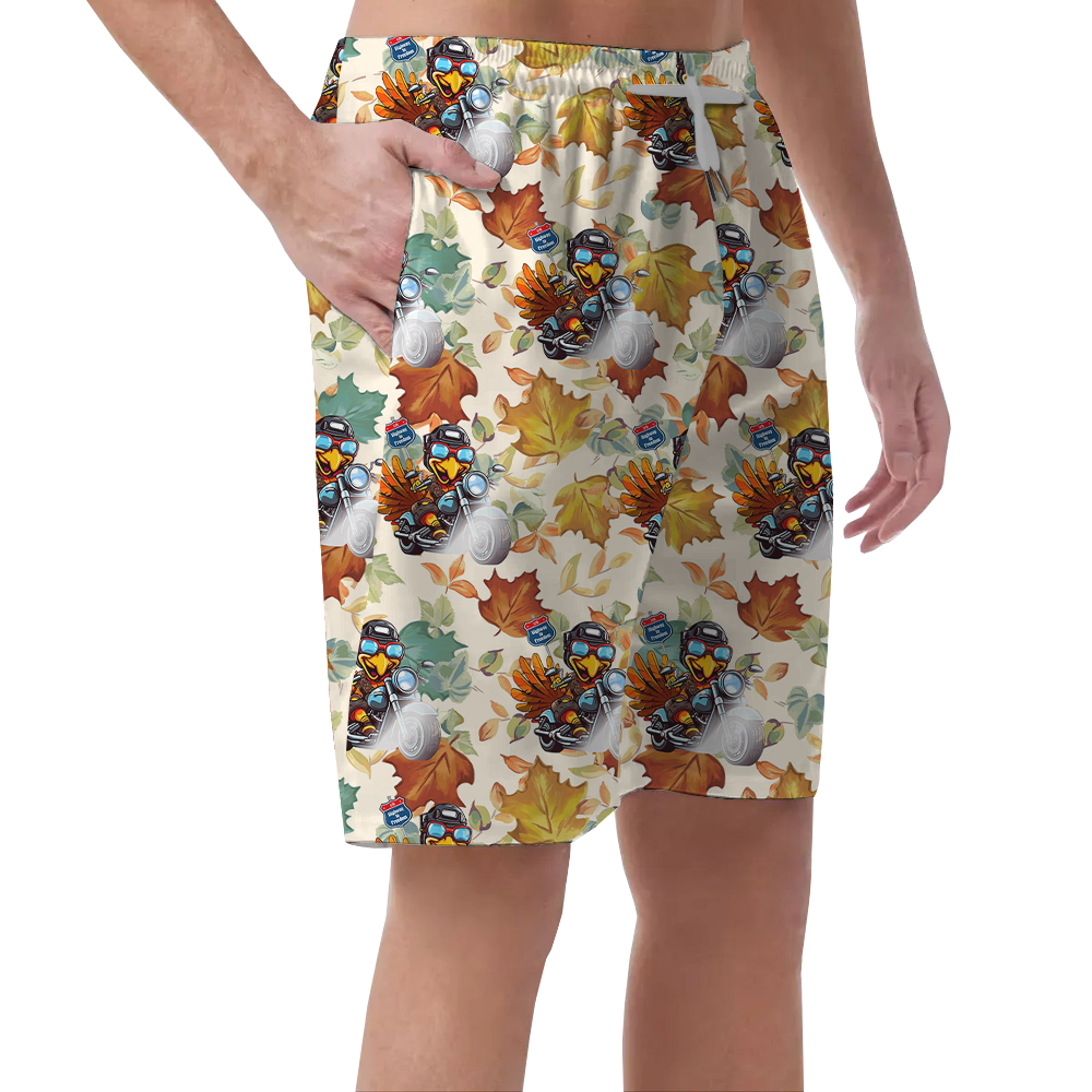 Turkey Riding Motorcycle Thanksgiving Beach Shorts