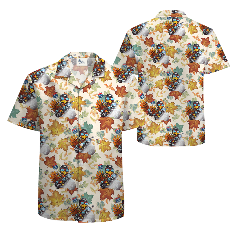 Funny Turkey Riding Motorcycle Thanksgiving Hawaiian Shirt