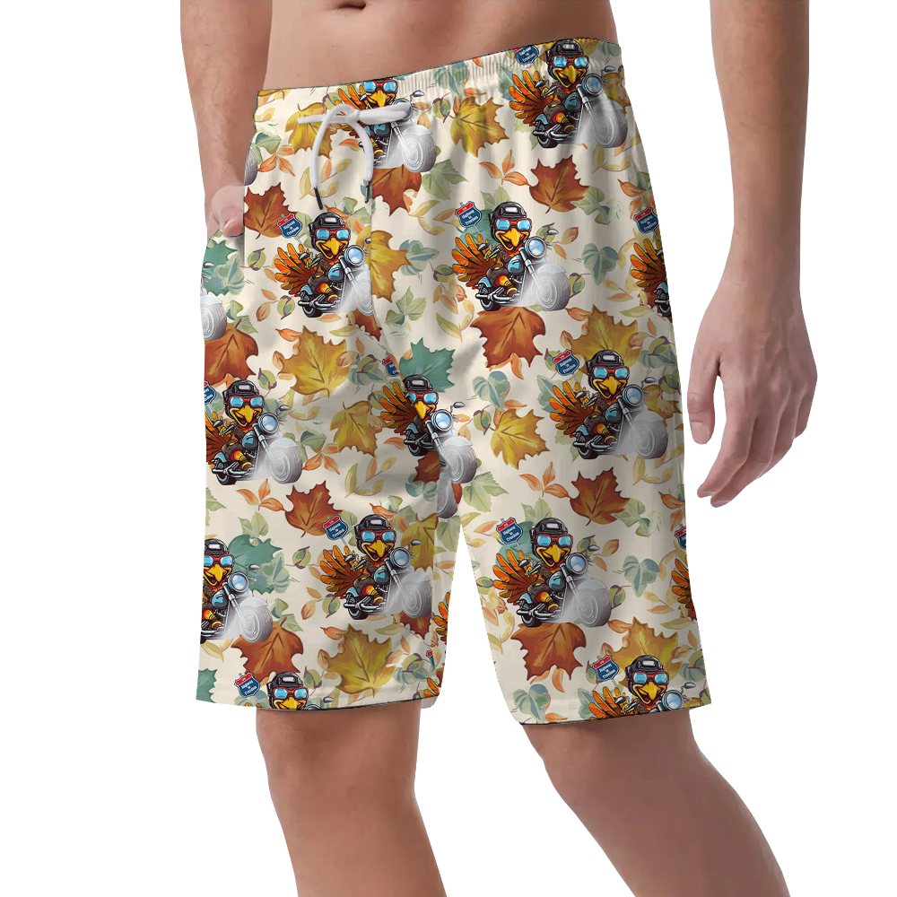 Turkey Riding Motorcycle Thanksgiving Beach Shorts