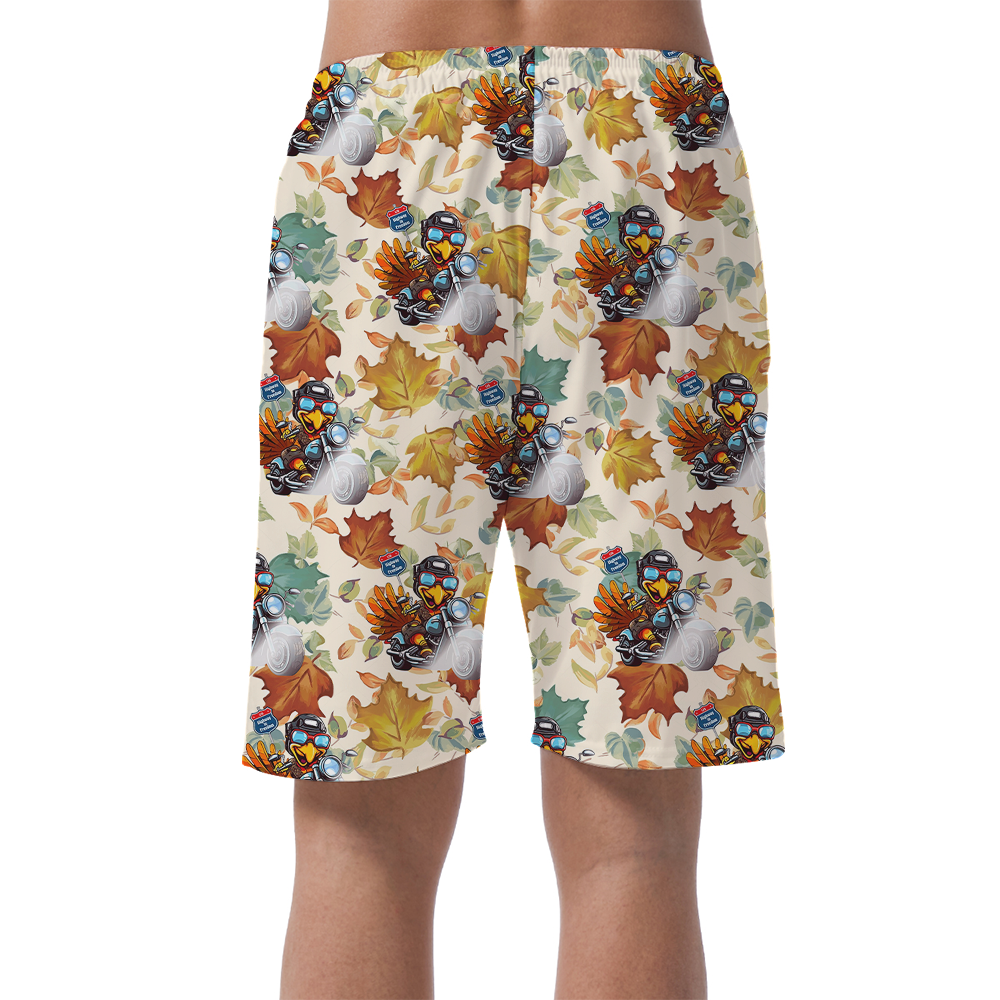 Turkey Riding Motorcycle Thanksgiving Beach Shorts