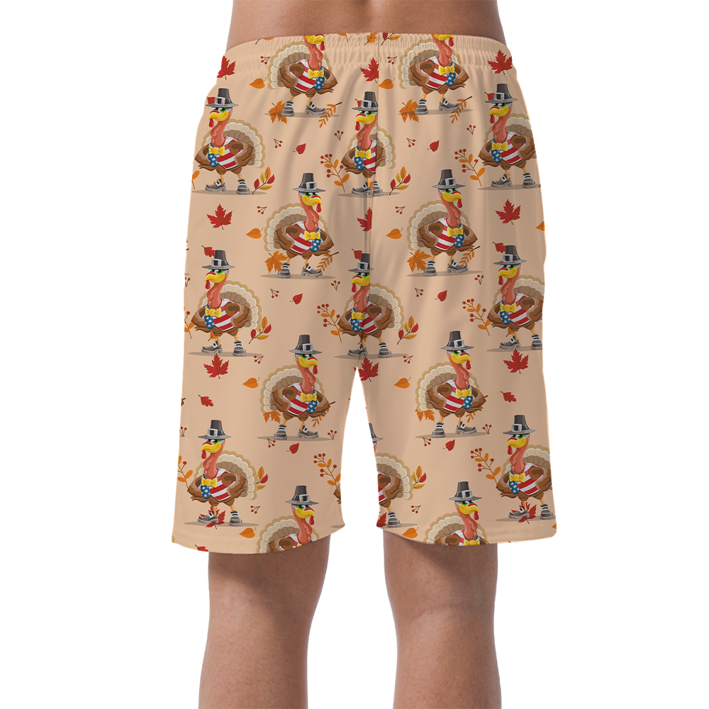 Cute American Turkey Thanksgiving Beach Shorts