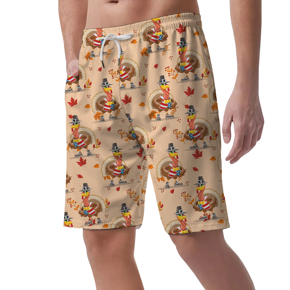 Cute American Turkey Thanksgiving Beach Shorts